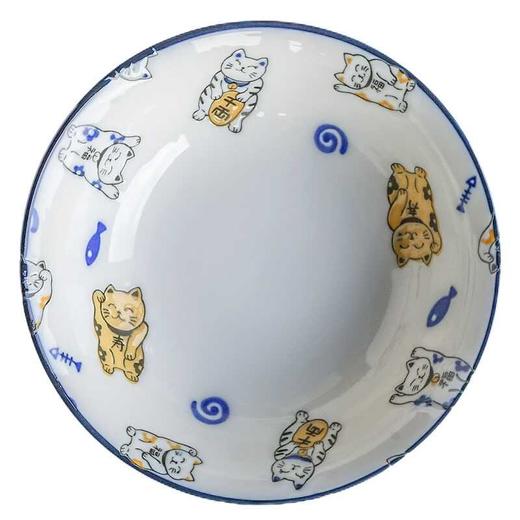 日本进口碗盘套装日式清新可爱手绘招财猫米饭碗汤碗小碟菜盘大盘美浓烧幸运猫散件 商品图4