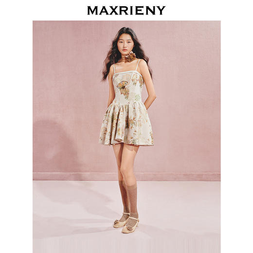 MAXRIENY【宫廷巴洛克--商场同款】复古中式缎面背心吊带连衣裙(货号:MC85DR519) 商品图0