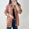 设计师款氛围感橘红格纹外套 商品缩略图0