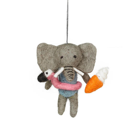 北京仓｜Felt So Good-Leila the Summer Elephant Sealife-夏日泳池小象 莱拉 羊毛毡 挂件［英国设计师］ 商品图1
