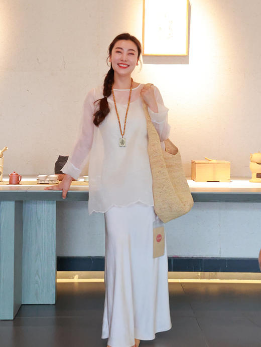 【抖音专属】花边套头衫（24708153-凝脂） 商品图2