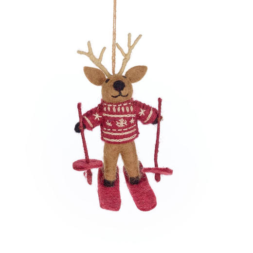 北京仓｜Felt So Good-Blitzen the Skiing Reindeer-滑雪麋鹿 布利岑 羊毛毡 挂件［英国设计师］ 商品图1