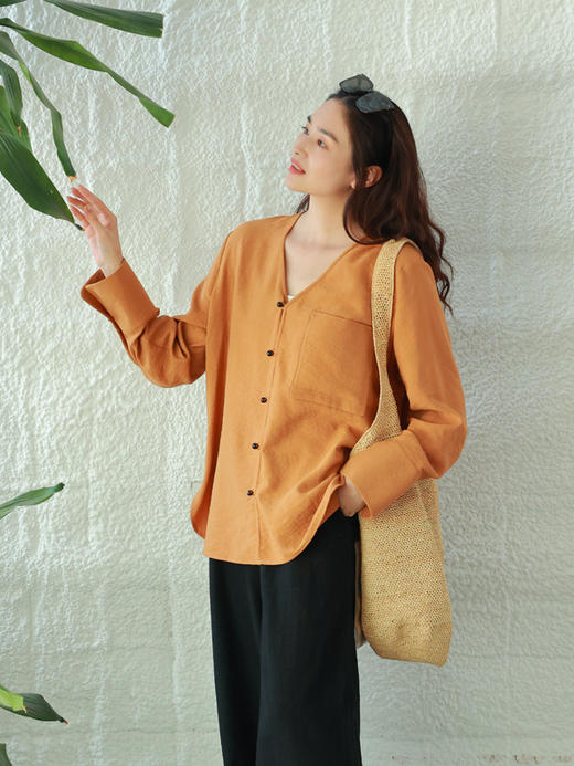 【抖音专属】新中式衬衣（25710298-郁金裙-结缘款） 商品图0