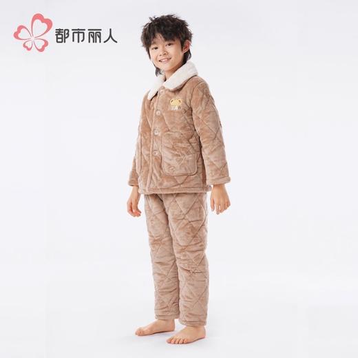 都市丽人童装中厚夹棉套装家居服长袖长裤法兰绒夹棉秋冬睡衣JHT1A3 商品图1