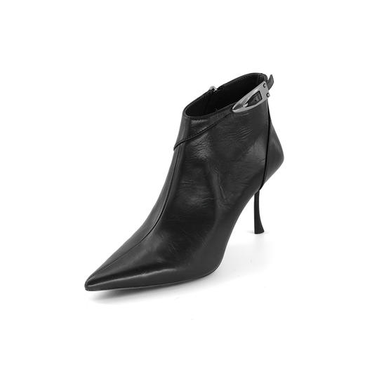 Westory2025年冬季尖头高跟油蜡胎牛皮踝靴通勤简约百搭短靴W25DS85301 商品图7