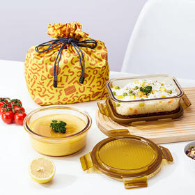 【分仓直发包邮】乐扣乐扣晶彩琉光琥珀色玻璃保鲜盒三件套LCB226FU