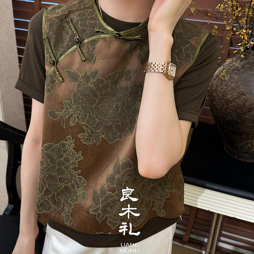 【不退不换】【预售7天】良木礼国风印花马甲（Q258495） 商品图3