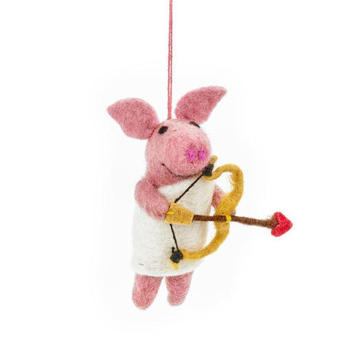 北京仓｜Felt So Good-Cupig's Arrow Cupid Pig-小猪丘比特 羊毛毡 挂件［英国设计师］ 商品图0