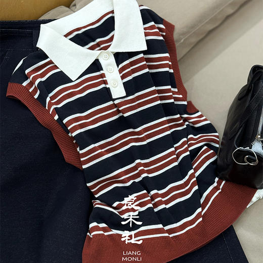 【不退不换】良木礼条纹无袖上衣（X7404） 商品图3