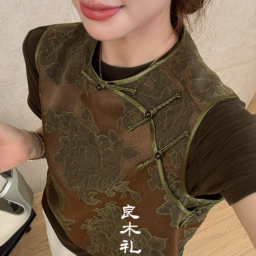【不退不换】【预售7天】良木礼国风印花马甲（Q258495） 商品图2