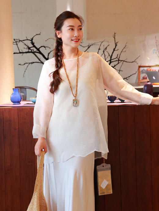 【抖音专属】花边套头衫（24708153-凝脂） 商品图1