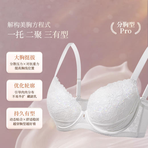奶糖派琉璃纱分胸型调整型内衣女聚拢收副乳防下垂矫正外扩文胸罩 商品图2