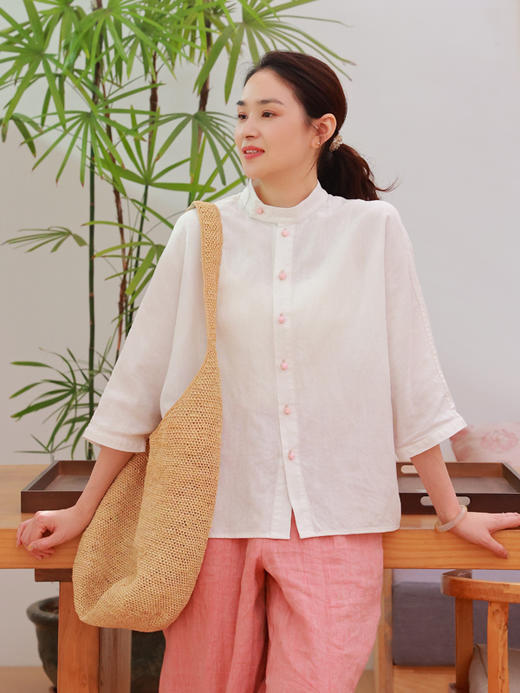 【抖音专属】新中式衬衣（25710251-白兰-结缘款） 商品图4