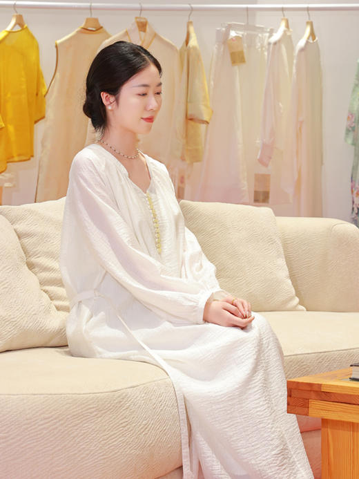 【抖音专属】新中式连衣裙（25707315-白兰-结缘款） 商品图4