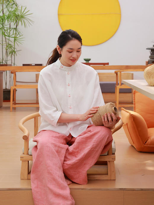 【抖音专属】新中式衬衣（25710251-白兰-结缘款） 商品图3