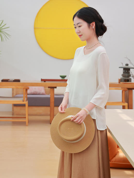 【抖音专属】新中式上衣（22708345D-缎白） 商品图1