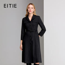 EITIE爱特爱小翻V领复古优雅收腰显瘦保暖秋冬新款连衣裙8407116