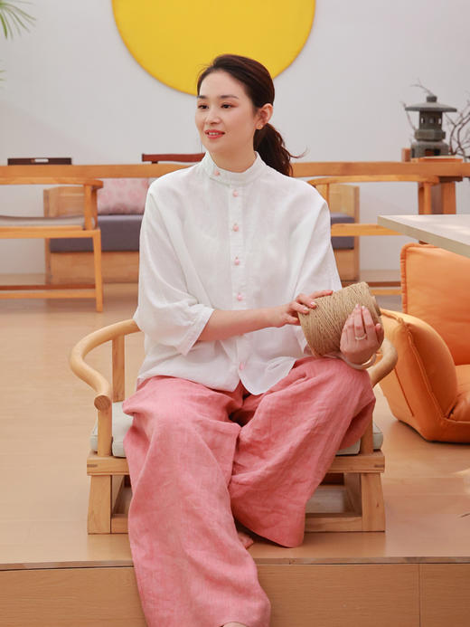 【抖音专属】新中式衬衣（25710251-白兰-结缘款） 商品图2