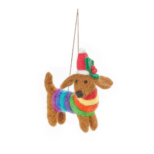 北京仓｜Felt So Good-Festive Rainbow Dog-彩虹小狗 羊毛毡 挂件［英国设计师］ 商品图1
