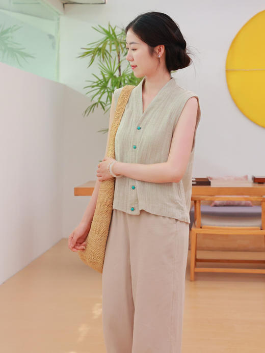 【抖音专属】新中式马甲（25704347-芸黄-结缘款） 商品图2