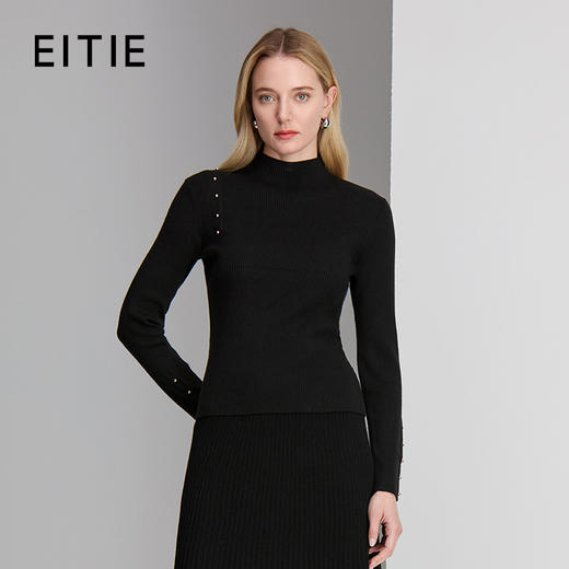 EITIE爱特爱半高领单侧带金属扣饰设计年轻时尚针织衫8401105 商品图0