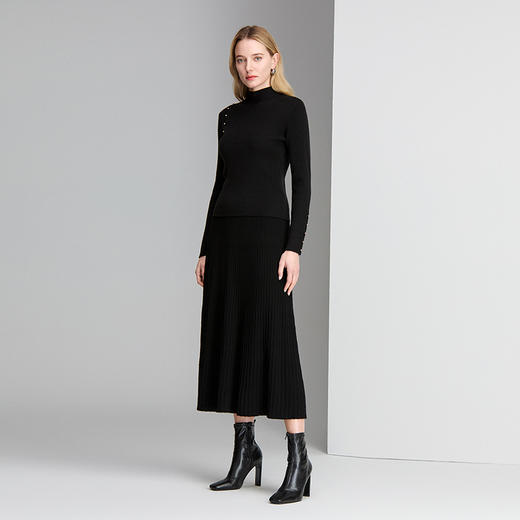 EITIE爱特爱半高领单侧带金属扣饰设计年轻时尚针织衫8401105 商品图1