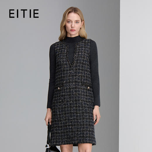 EITIE爱特爱直筒背心一衣多穿小香风精致优雅连衣裙8407109 商品图0