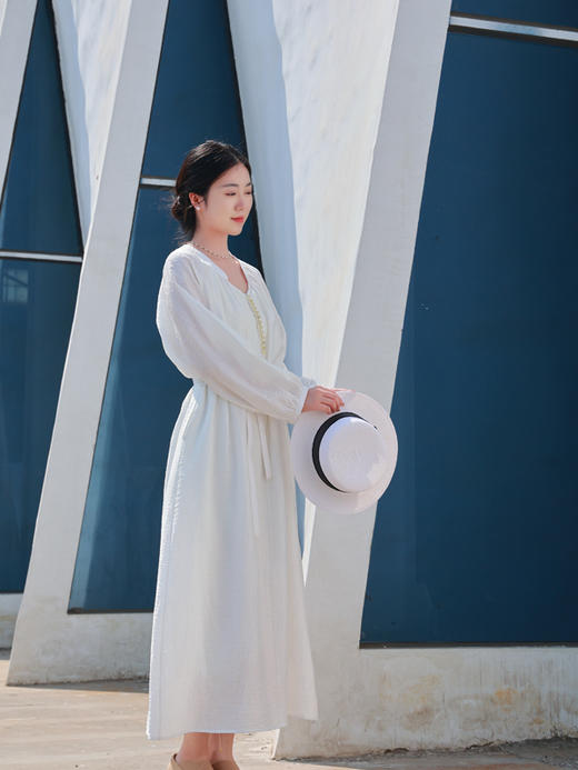 【抖音专属】新中式连衣裙（25707315-白兰-结缘款） 商品图2