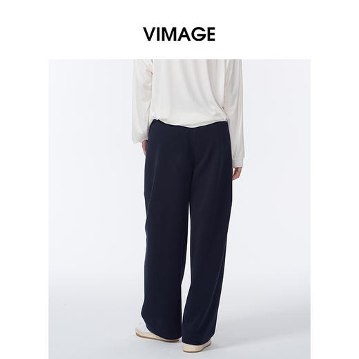 VIMAGE纬漫纪弯刀阔腿显瘦高腰慵懒舒适垂感休闲裤秋季新款V2405112 商品图4