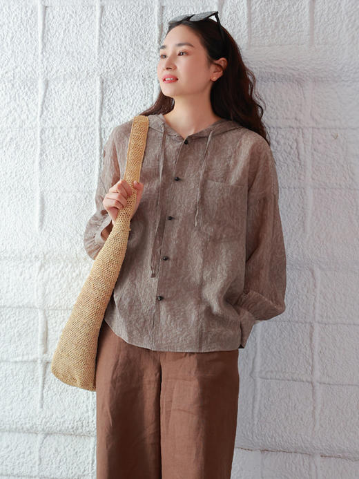 【抖音专属】新中式上衣（25710245-石莲褐-结缘款） 商品图2