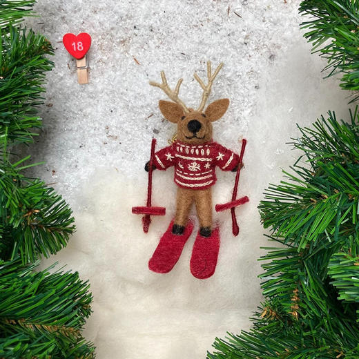 北京仓｜Felt So Good-Blitzen the Skiing Reindeer-滑雪麋鹿 布利岑 羊毛毡 挂件［英国设计师］ 商品图2