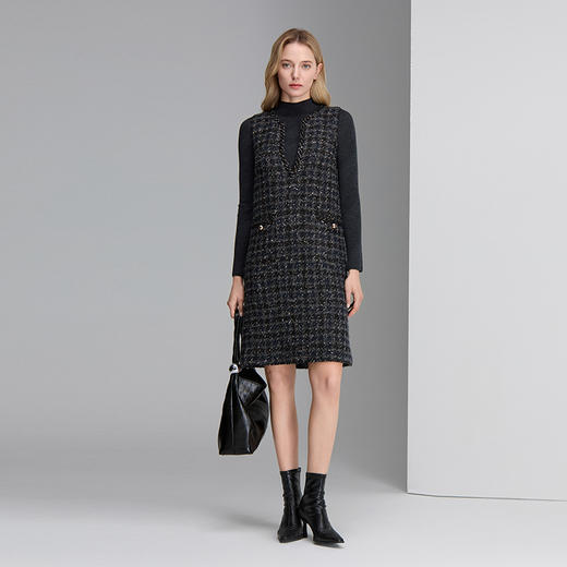 EITIE爱特爱直筒背心一衣多穿小香风精致优雅连衣裙8407109 商品图1