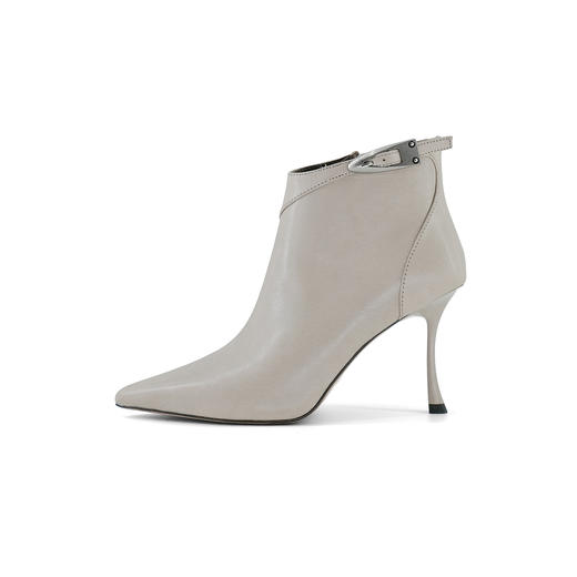 Westory2025年冬季尖头高跟油蜡胎牛皮踝靴通勤简约百搭短靴W25DS85301 商品图9