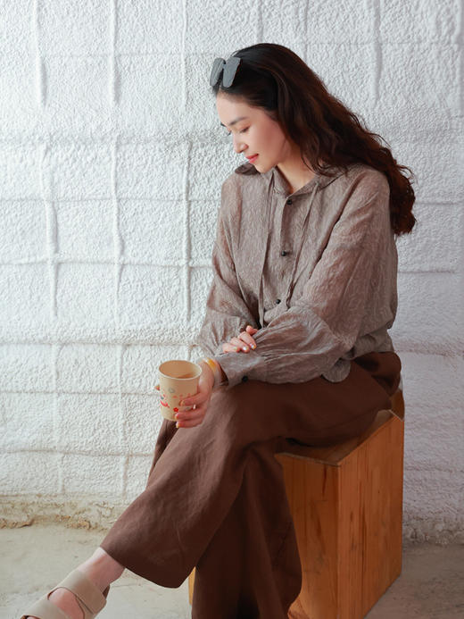 【抖音专属】新中式上衣（25710245-石莲褐-结缘款） 商品图4