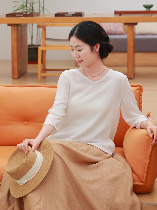 【抖音专属】新中式上衣（22708345D-缎白） 商品图2