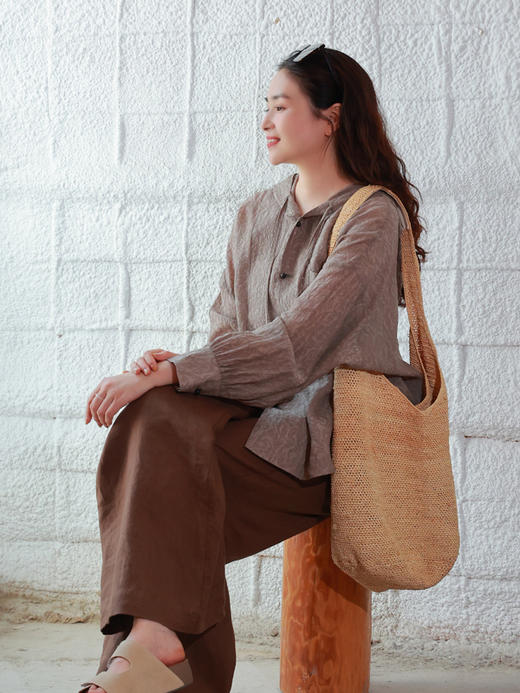 【抖音专属】新中式上衣（25710245-石莲褐-结缘款） 商品图3