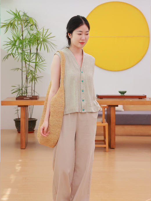 【抖音专属】新中式马甲（25704347-芸黄-结缘款） 商品图3