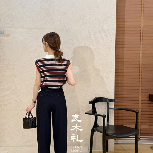 【不退不换】良木礼条纹无袖上衣（X7404） 商品图2
