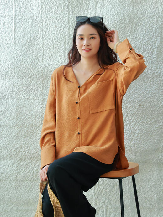 【抖音专属】新中式衬衣（25710298-郁金裙-结缘款） 商品图3