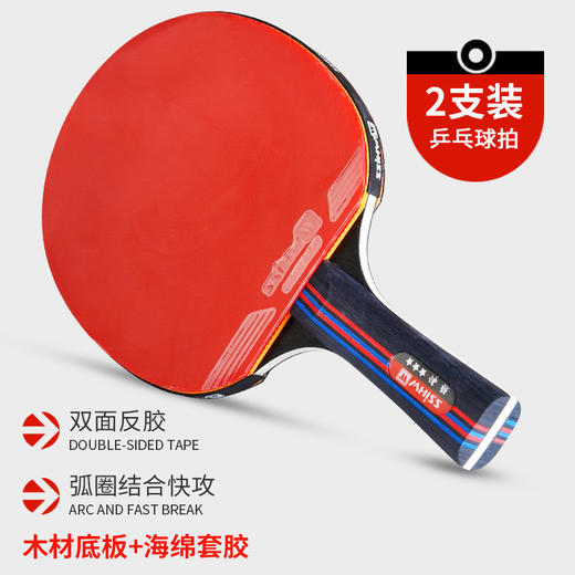 伟强三星乒乓球拍 横拍直拍耐打耐用乒乓球拍学生儿童训练比赛 商品图1