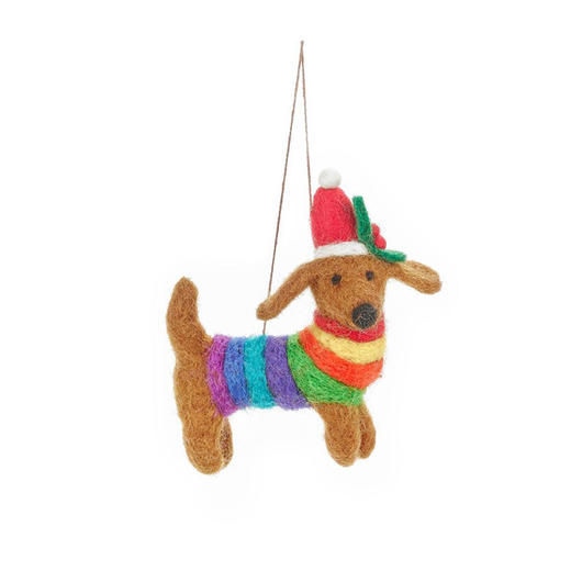 北京仓｜Felt So Good-Festive Rainbow Dog-彩虹小狗 羊毛毡 挂件［英国设计师］ 商品图2