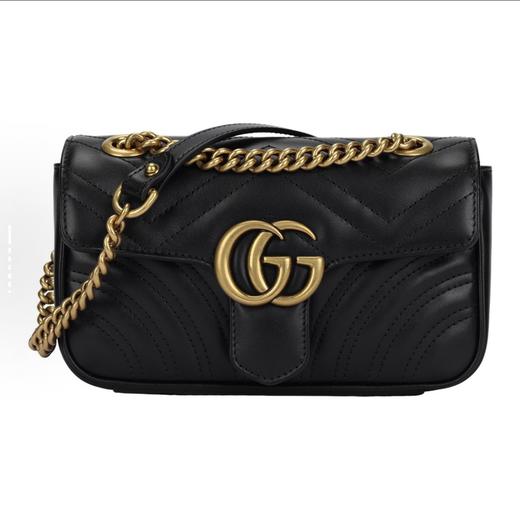 GUCCI GG Marmont 金色复古双G徽标压印马蒙22 链条翻盖包 商品图0