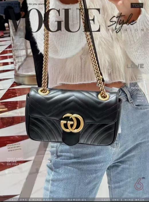 GUCCI GG Marmont 金色复古双G徽标压印马蒙22 链条翻盖包 商品图5