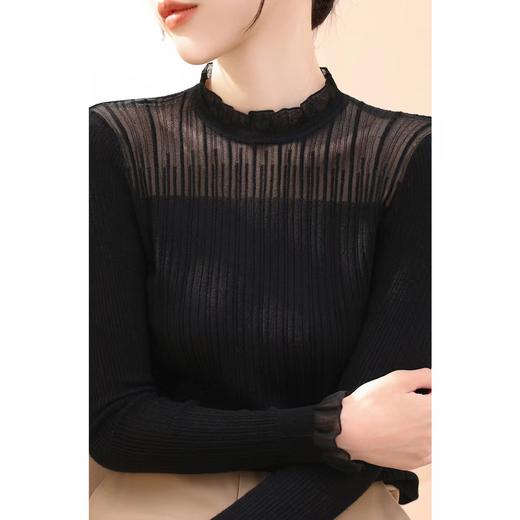 【顺心衫】莱赛尔25春秋法式花边领蕾丝长袖打底衫【81.6%莱赛尔18.4%锦纶】  H253090258 商品图3