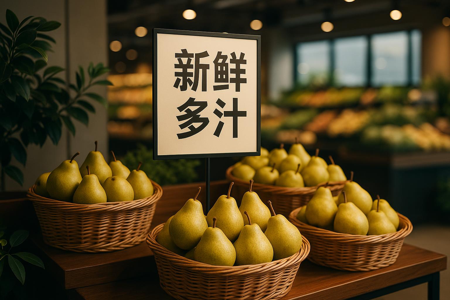 导购宣传中“梨”的英文标语该如何写？