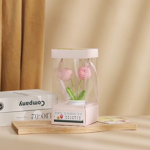 【郁见美好】教师节粉色2头郁金香桌面摆件 1份（3份十堰主城区包邮） 商品图0