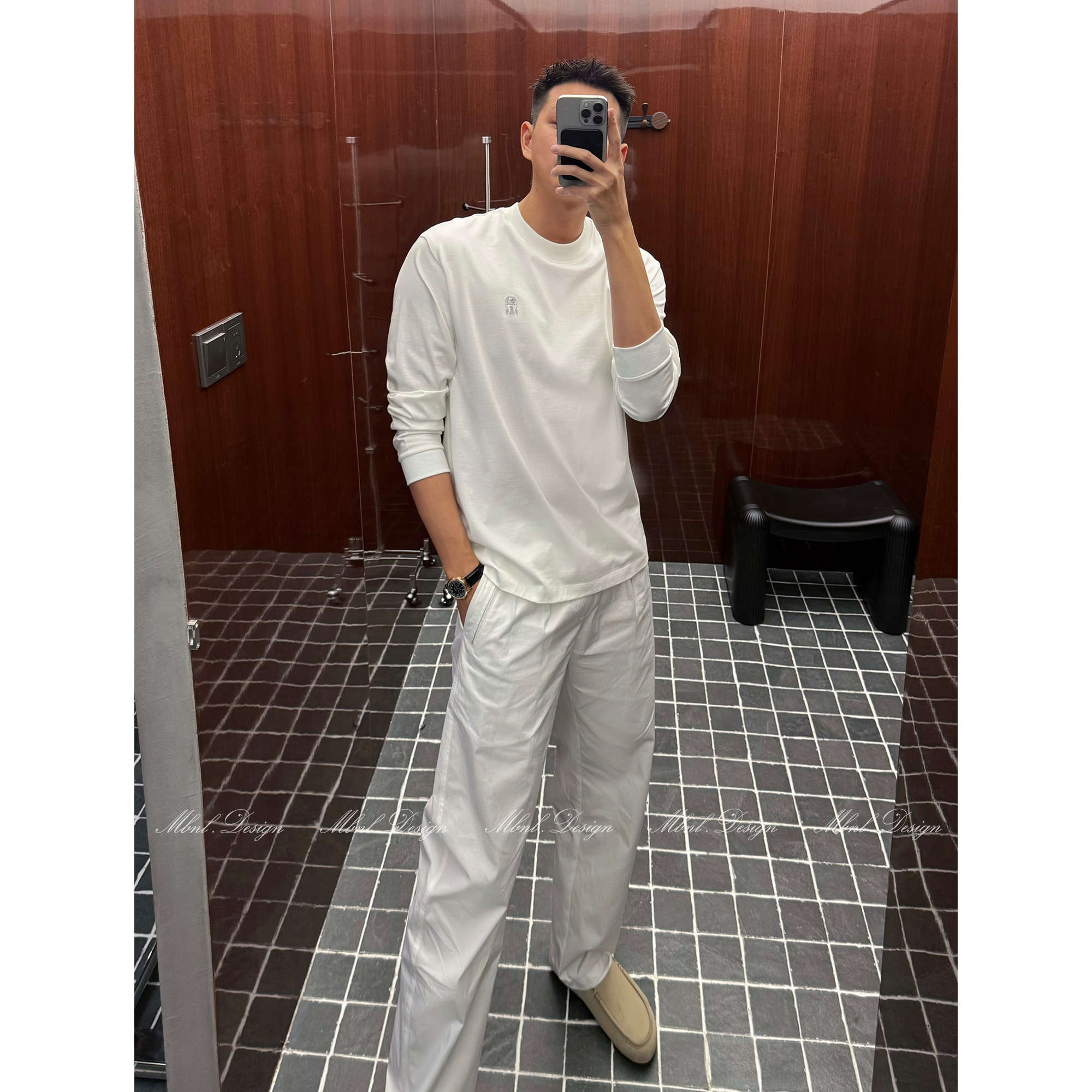 「徽记结构」秦磊男装立体刺绣纯棉圆领长袖LL-WSY1138 N9商品图1