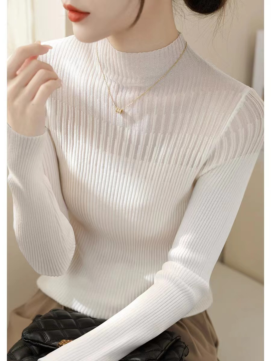 【如意衫】【卡码拍小】莱赛尔25新品半高领针织网纱上衣【81.6%莱赛尔18.4%锦纶】 H253090158