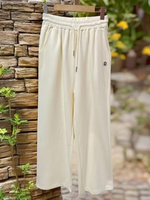 冰点价！仅限11.11！退货勿拍【秋上新】米白刺绣小标休闲直筒裤卫裤-喜出 商品图2