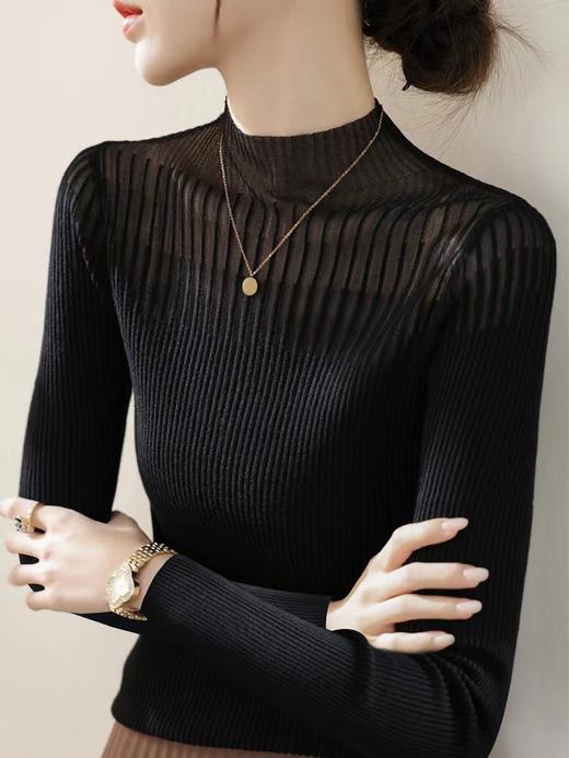 【如意衫】【卡码拍小】莱赛尔25新品半高领针织网纱上衣【81.6%莱赛尔18.4%锦纶】 H253090158 商品图1